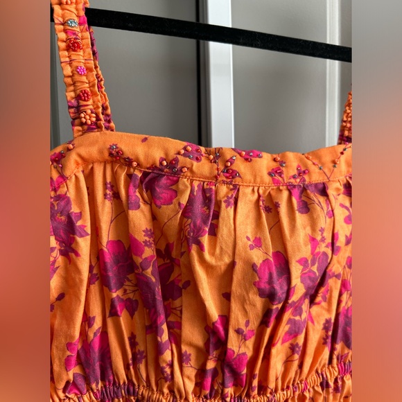 Anthropologie Roopa Pemmaraju Beaded Babydoll Cotton Smocked Tank NWT Size XL - Picture 7 of 10